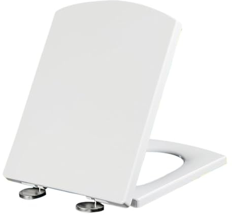 DXZXDJIU Sedile WC con Chiusura Ammortizzata, Copriwater Bianco con Coperchio - Fissaggio Superiore, Cerniera a Chiusura rallentata Regolabile(37 * 47cm)