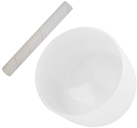 POENVFPO Cuenco Tibetano de Cristal, Instrumento de Meditación de Cuarzo Esmerilado de 8 Pulgadas con Afinación de Nota B para Curación con Sonido (WHITE)