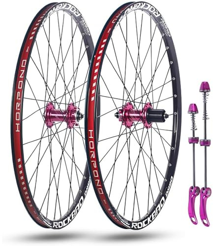 24'', 26'', 27,5'', 29'' Mountainbike-Laufradsatz, Doppellagige Scheibenbremsen Vorne Und Hinten, 32-Loch-Naben for 7-11-Gang-Schaltungen(Pink,24inch)