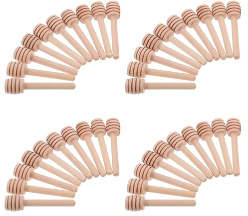 Veemoon 48 Bâtonnets Mélangeurs à Miel en Bois Naturel 8 CM – Cuillères Distributrices de Confiture et Sirop – Mini Louche à Miel pour Petit-Déjeuner Présents et Usage Réutilisable