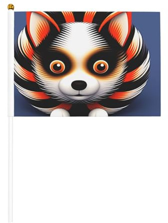 Mini graziose bandiere per cani procione su bastone, 14 x 20,8 cm, piccole bandiere USA per esterni, decorazioni per il 4 luglio, decorazione patriottica, asta per bandiera portatile, bandiere