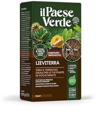 Il Paese Verde – Lieviterra 1,2L che diventano 5L – Come un Terriccio Universale ma più Innovativo - Aumenta la Crescita delle Tue Piante con Aerazione Ottimale e Efficienza Idrica – Facile da Usare.