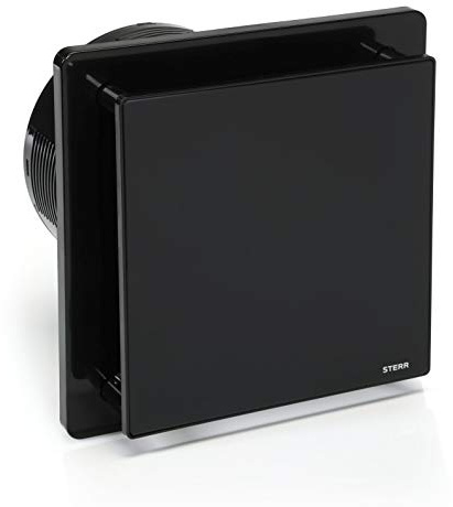 STERR Schwarzer Badlüfter 150 mm - Badezimmerventilator - Glasfront - Modernes Aussehen - BFS150-B - 25 W