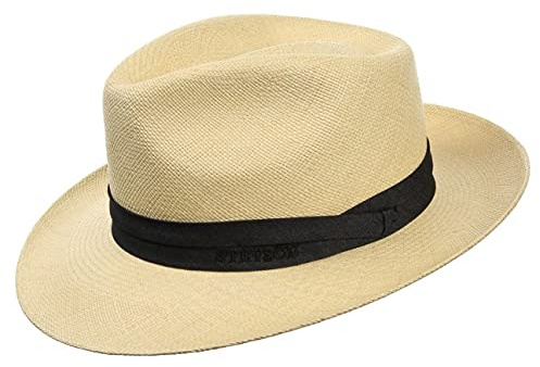 Stetson Jenkins Strohhut Bogarthut Fedora UV-Schutz 40 Made in Italy Herren Frühling Sommer Natur 60 cm