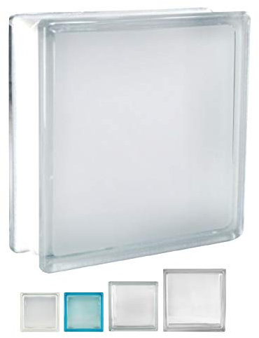 Basic Brique de verre transparente, 2 faces satinées 24x24x8cm - 4 pièces