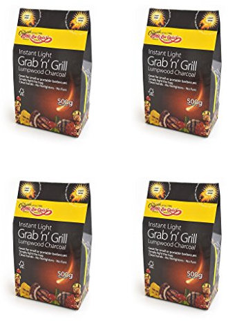 4 X Bar-Be-rapide Eclat Grab & Grill de sac de charbon de bois Lumpwood 500g Parfait pour pique-nique, barbecues bouilloire barbecues, Foyers et bien plus encore! Il suffit de lumière, et faire cuire!