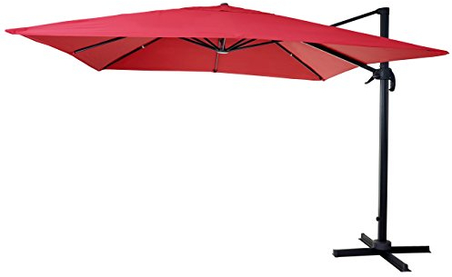 Mendler Sombrilla para gastronomía HWC-A96, sombrilla de 3 x 3 m (diámetro de 4,24 m), poliéster y acero 23 kg, color rojo sin soporte, giratorio