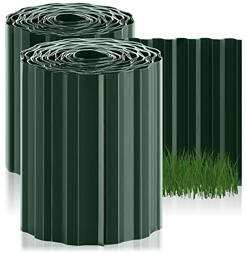 com-four® 2X Rasenkante 20 x 900 cm aus Kunststoff | flexible Beeteinfassung für Rasen - Blumenbeet oder als Mähkante - Grasabschluss - Länge individuell anpassbar