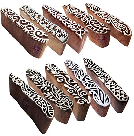Royal Kraft Lehm Holzstempel Handgeschnitzt Rand Designs Drucken Blöcke (Set von 10)