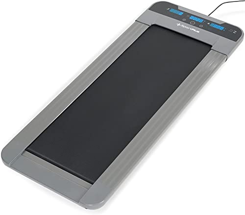 SportPlus Walking Laufband für zuhause & im Büro - Walking Pad bis 6 km/h (leiser Motor), ideal als Desk Laufband am Schreibtisch,kein Joggen möglich, bis 120 kg,Grau-Schwarz,ca. 133x53x10 cm (LxBxH)