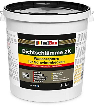 Isolbau Dichtschlämme 2K - 20 kg Wassersperre zur Abdichtung von Schwimmbecken, Pool, Brunnen, Balkon, Terrasse