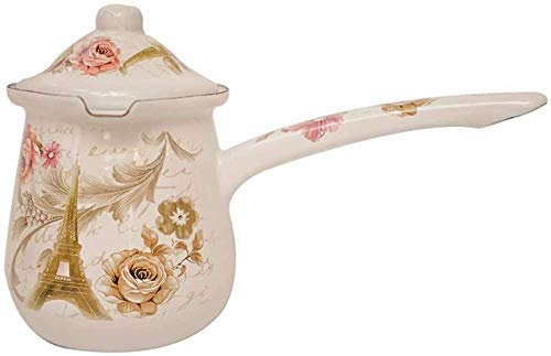 Turkish Style Coffee jug, Mini Enamel, Vintage, Small Milk jug with lid, Enamel, White,