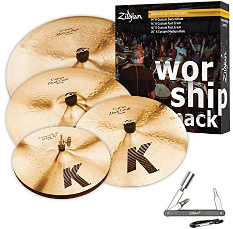 Avedis Zildjian Company K Worship Pack Cymbals 14inch Dark Hi Hats 16inch 18inch Fast Crash & 20inch Ride With ZKEY (KC0801W)
