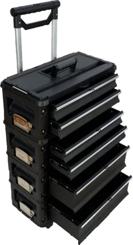 Metall Werkstattwagen rollender Werkzeugtrolley XXL B4-B schwarz mit Schubladenverriegelung und Schloss