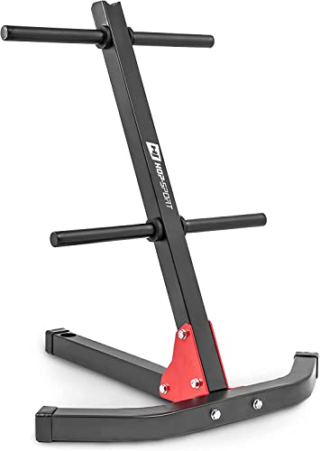HOP SPORT Hantelscheibenständer - Hantelständer mit Hantelscheiben- und Langhantelablage - 4 Scheibenaufnahmen bis 200kg - Gewichteständer ideal für Krafttraining & Home Gym, stabiler Stahl
