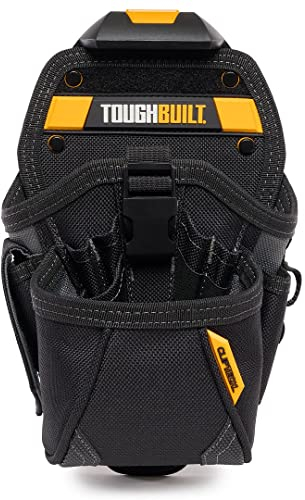 ToughBuilt - Drill Holster Specialist - Covered Accessory Pocket, 15 Pockets, 7 Drill Pockets & 2 Screw Driver Loops, Carabiner Attachments Loops (Patented ClipTech Hub & Work Belts) (TB-CT-20-LX-UK)