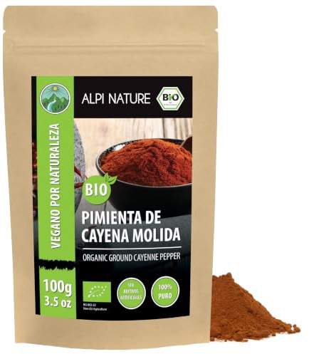 Alpi Nature Cayennepfeffer gemahlen BIO 100g, Cayenne Pfeffer | Cayennepfeffer Pulver, Chilipulver, ideal für Suppen, Eintöpfe, Saucen & Marinaden