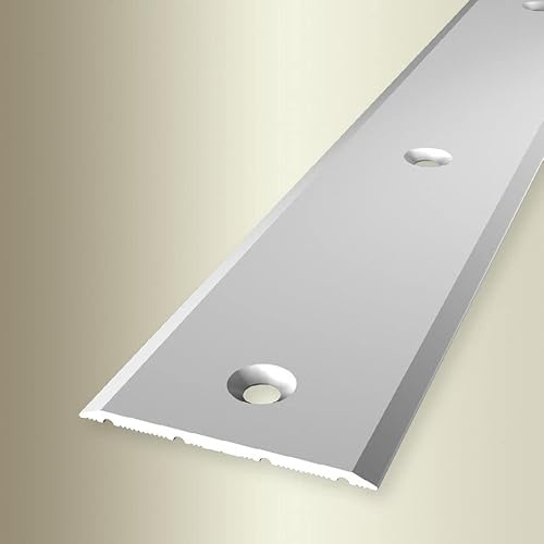 PROVISTON | Övergångsprofil | Bredd: 40 mm | Höjd: 0–99 mm | Längd: 1 000 mm | eloxerad aluminium | slät | silver | försänkt i mitten