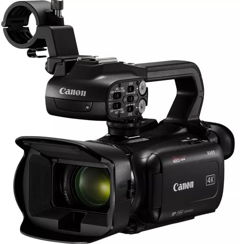 Canon XA60 4K Full HD (videocámara UHD Zoom 20x, Sensor CMOS Tipo 1/2,3 Pulgadas, Enfoque automático, estabilización Imagen de 5 Ejes, Salida HDMI, Pantalla LC 3,5 Pulgadas, transmisión UVC) Negra