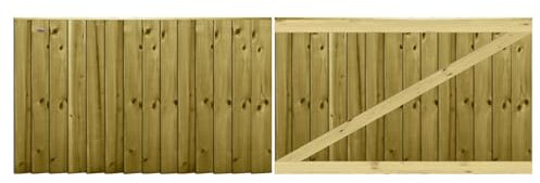 Premier Garden Supplies PGS Feather Edge Semi-Braced Capped Flat Top Made to Measure Driveway Gates Measurements Height <3ft (90cm) x Width: 274cm - 305cm