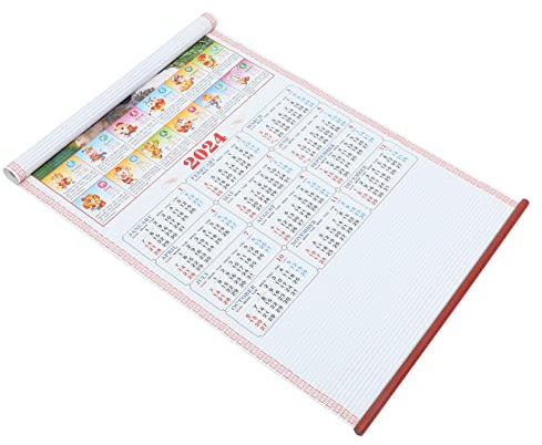 ABOOFAN Calendrier Mural Chinois Traditionnel 2024 Grand Format à Suspendre Imprimé Clair Calendrier Du Nouvel An Chinois Année Du Dragon Pour Maison Bureau