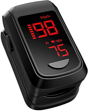 HOLFENRY JKS50BL Pulse Oximeter Fingertip- Mini Oximeter Oxygen Saturation Monitor for SpO2/Heart Rate/PI, with Auto Graph Display