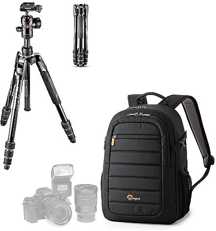 Manfrotto Befree Advanced kit Foto da Viaggio,Chiusura Gambe Twist, Alluminio, Testa a Sfera e Zaino Lowepro Tahoe 150, DSLR con Lente Montata, CSC, Mirrorless, 10 Tablet, Accessori Camera