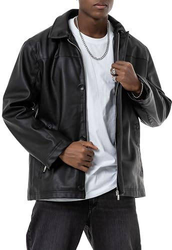 Redbridge OVERSIZED Giacca in Pelle – Giacca Biker in Ecopelle di Grande Taglia, Nero , XL