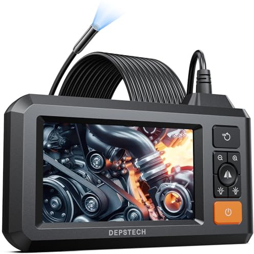 Telecamera Endoscopica con Schermo IPS da 4,3'', DEPSTECH Bluart 3.0 Tech Endoscopio Industriale con Luce, HD IP67 Impermeabile Sonda Telecamera, Cavo Snake Semirigido da 5M, Strumenti,Condotti HVAC