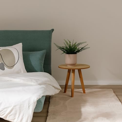 benuta Basic Kunstfaser Fellteppich Furry - Beige 70x200 cm - Weicher Wohnzimmerteppich - Anti-Rutsch-Rückseite - Waschbar - Für Fußbodenheizung geeignet