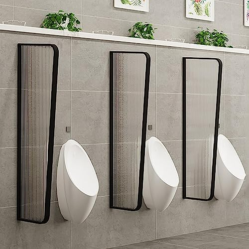 KLLJHB 3 Stück Urinal-Sichtschutz-Trennwand, Edelstahlrahmen, Badezimmer-Trennwand, Toiletten-Sichtschutz, Wandtrennwand aus gehärtetem Glas (Roségold) (Schwarz)