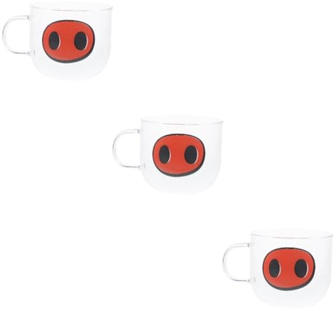 Garneck 3piezas Taza De Vidrio Con Diseño De Nariz De Cerdo Vaso Reutilizable Para Cerveza Mug Con Asa Accesorio Para Fiestas y Eventos