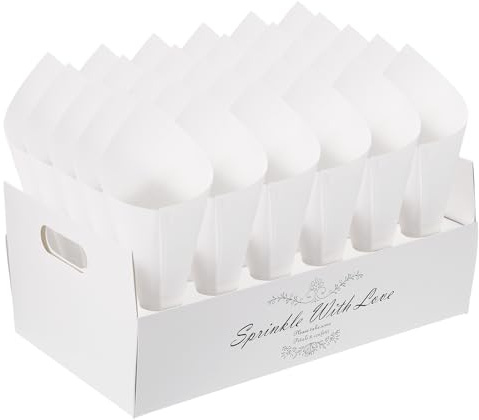 PATIKIL Wedding Confetti Cones Holder Box, 30 Holes Confetti Stand Tray Box Petals Flower Holder for Party Engagement Holiday Birthday DIY Decoration, White