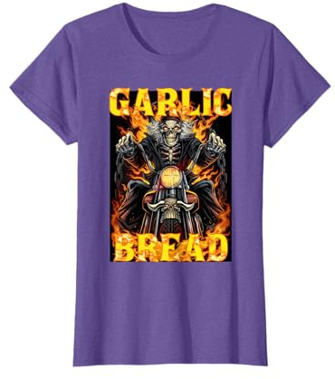 Garlic Bread Funny Cool Edgy Hard Skeleton Meme Funny Saying T-Shirt