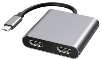 JZK Hub USB Type C 4 en 1 a Splitter HDMI para Doble Monitor, Adaptador Hub USB C con 2xHDMI/USB 3.0/87W PD, USB C a HDMI 4K@30Hz para MacBook Pro Air (MST Solo para Windows)