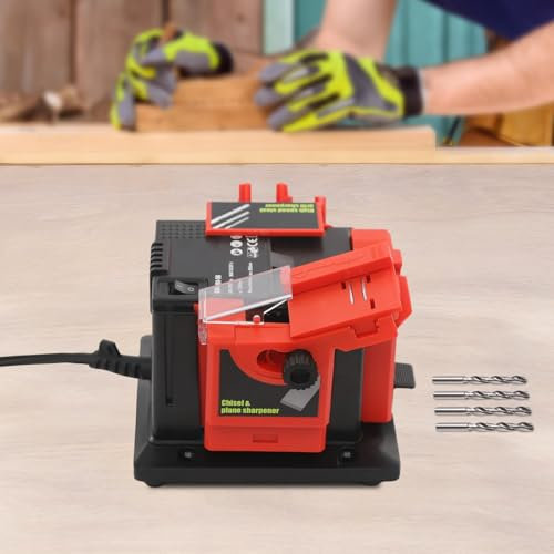 Multifunktionale Meißelhobelschärfmaschine Elektrische Schärfmaschine Elektrischer Schleifmaschine Schleifgerät mit Staubschutzhülle Einstellbarer 15-50° für Bohrer Hobelmesser Meißel und Scheren