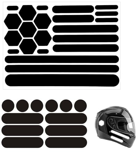 WUERKIYA Fahrrad Aufkleber Reflektierend Set Reflektoren-Aufkleber fürs Fahrrad für Sicherheit - 34 Stück, Schwarz, für Fahrräder, Motorrad, Helme, Skateboards