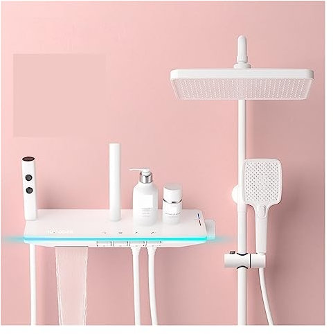 JOJIDE Showers for Bathrooms, Smart Digital Display Shower System With Piano Key Temperature Control， White Grey Available,for Bathroom(Hot and Cold white)