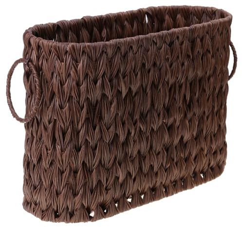 Kfwfuaee Cesta De Almacenamiento De Higiénico De Mimbre Elegante Organizadores De Baño Estrechos para 6 a 9 Rollos Portátil para Armario Cesta De Organización