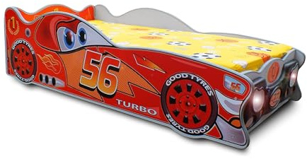 Easy4You Red McQueen Car MINI Kinderbett Baby mit Matratze 74x47x150 cm Kleinkinderbett mit Matratze inklusive