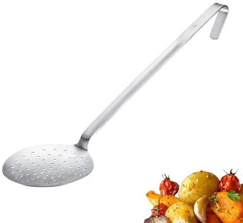 Westmark Schaumlöffel Pro – Edelstahl Schöpflöffel mit Aufhängehaken – Perfekte Schöpfkelle für Abschöpfen, Frittieren & Profiküche – Silber, Ø 12 cm