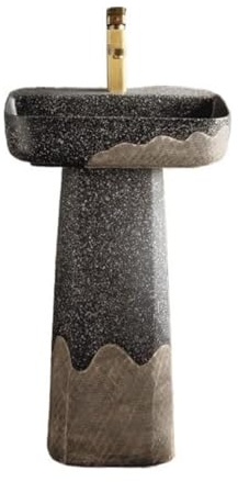 uotmui Pedestal Sink Vanity Artistic Column Washbasin Outdoor Bathroom Washbasin Courtyard Floor-standing Washbasin Bathroom Pedestal Sink
