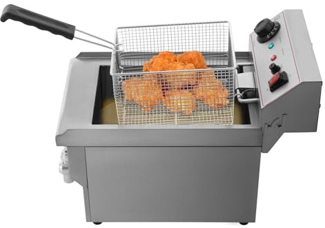 Elektrofritteuse 3000W 10L Catering Fritteuse 30x50x35cm Edelstahl Elektrofritteuse mit Korb Einzylinder-Fritteuse mit großer Kapazität für den privaten oder gewerblichen Gebrauch 60-200℃
