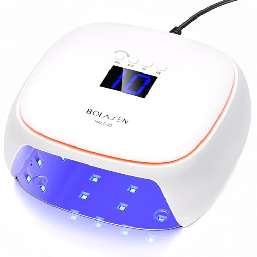BOLASEN Lampada UV LED per Unghie 60W, asciugatura rapida senza danneggiare la pelle, con 4 timer e schermo LCD, ideale per manicure a casa o in salone - Halo 10