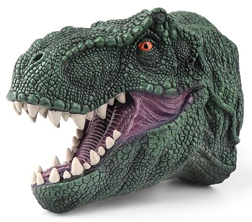 Realistischer T‑Rex Handpuppe, Gummi Dinosaurier Handspielzeug | lebensechte Dinosaurier Handspielpuppe für Erwachsene Bühnenauftritte, Themenpartys, Moderationen, Gag‑Shows,19 x 12 x 15 cm