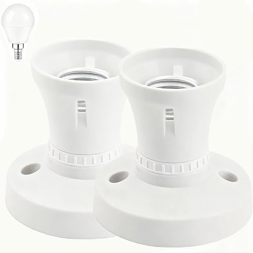 Tniytru E27 Lamp Holder, Ceiling Light Fitting, Light Bulb Socket, White Surface Mount, for Wall and Ceiling Installation, Lighting Solution, Pack of 2