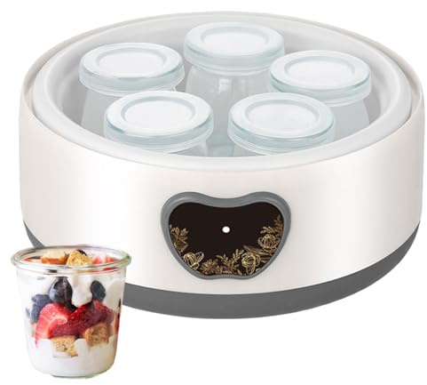 Máquina De Yogur,Control Ajustable de Tiempo y Temperatura Dispositivos de 1.2 litros,Máquina Eléctrica De Yogurt - Para Hogar Cocina Desayuno Snack Comida Saludable Familia Fruta Vino Queso