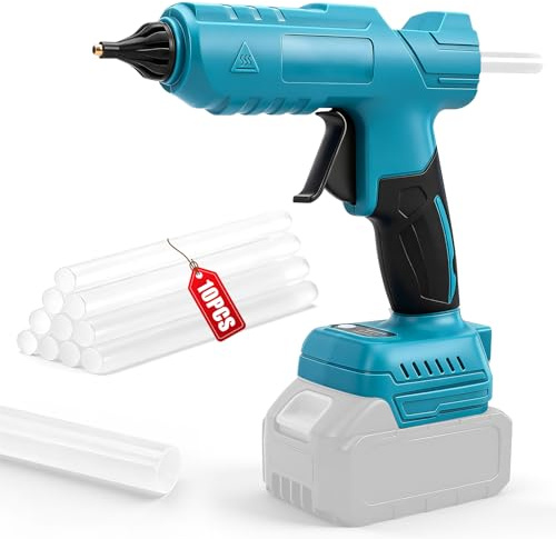 Pistola per Colla a Caldo compatibile con Makita 18V (senza batteria), Utensili Manuali Senza Fili, riscaldamento rapido 15s, Con 10 Colla Stick(11mm x 200mm) per fai da te fai da te e riparazioni