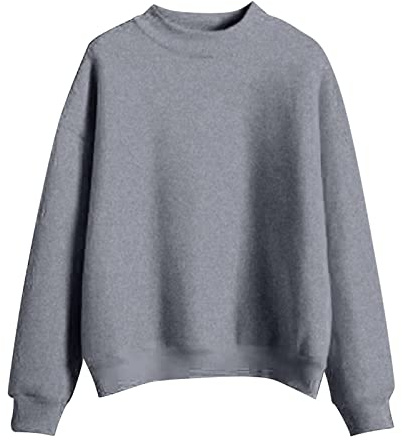 Générique Överdimensionerad tröja med rund hals för dam rund hals enfärgad tröja långärmad toppar vår höst ledig tröja bekväma toppar sweatshirt, Svart, S