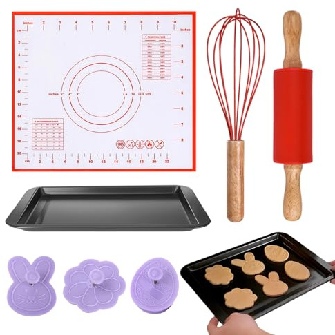 Rodillo para pasteles – Rodillo antiadherente temático Pascua | Rodillo para pan con conejo y huevos, para galletas, tartas, pan, pizza, pasta de azúcar y cocción